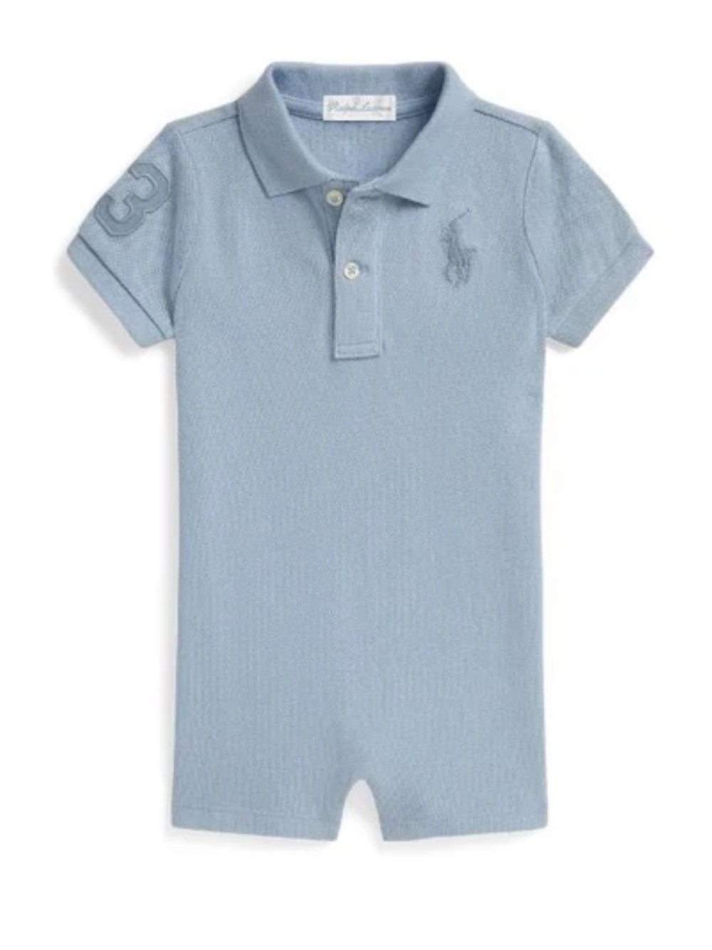 Ralph Lauren Baby Boy Cotton Mesh Polo Romper Blue 3M